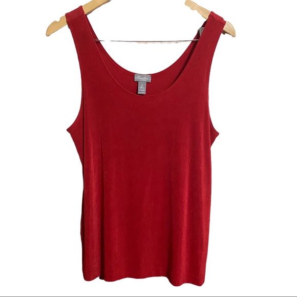 Chicos Travelers Red Scoop Neck Blouse - Picture 1 of 4